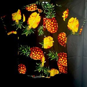 Hawaiian Pineapple Mens Button Shirt